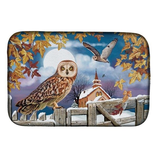 Carolines Treasures Carolines Treasures PRS4032DDM 14 x 21 in. Short-Eared Owl in the Churchyard Dish Drying Mat PRS4032DDM - main